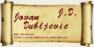 Jovan Dubljević vizit kartica